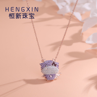 2021新款施華洛世奇元素牛年新款多彩牛項(xiàng)鏈萌趣可愛牛鎖骨項(xiàng)鏈